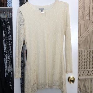 Cream paisley lace tunic